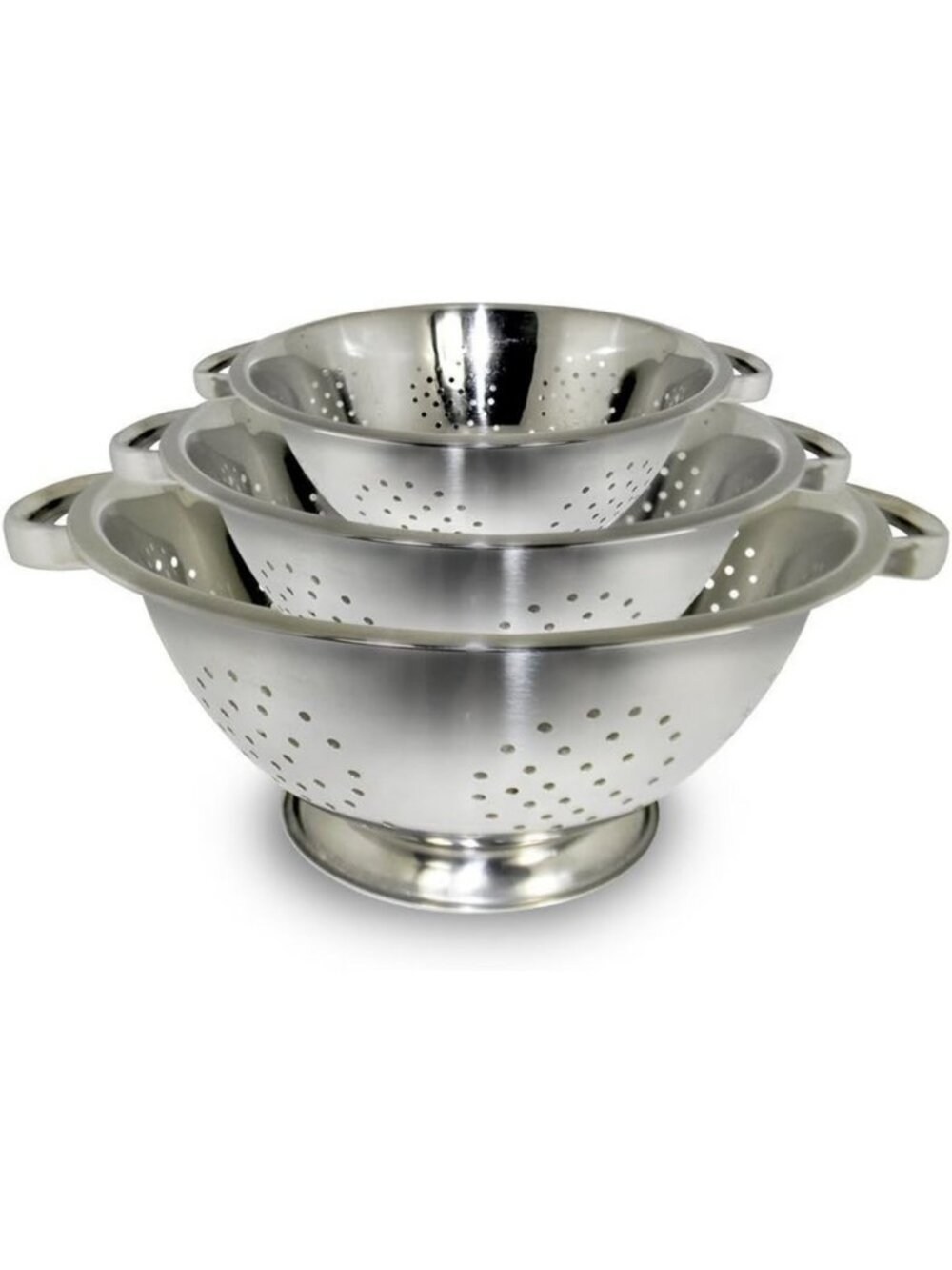 Stainless Steel Colander Set of 3 | Nesting Design | Mirror Polished | Oversized